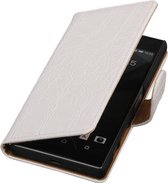 Sony Xperia Z5 Compact - Croco Wit Booktype Wallet Hoesje