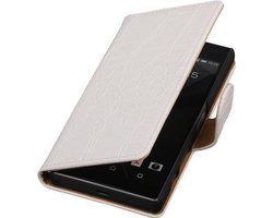 Sony Xperia Z5 Compact - Croco Wit Booktype Wallet Hoesje