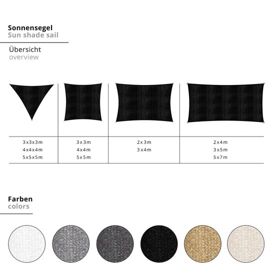 Auvent rectangulaire de Lumaland avec cordons de tension|polyester avec double couche pu | Rectangulaire 2 x 3 | 160 g / m²