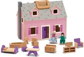 Melissa & Doug Draagbaar uitklapbaar mini-poppenhuis (draagbaar houten poppenhuis, werkende deuren, stevige handgrepen, 26,416 cm H × 30,226 cm B × 42,418 cm L)