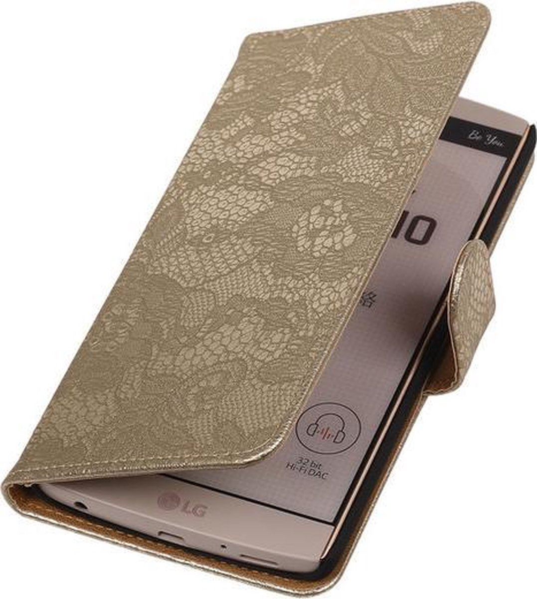 LG V10 - Lace Goud Booktype Wallet Hoesje