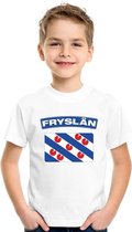 T-shirt met Friese vlag wit kinderen XS (110-116)