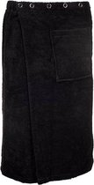 Sauna omslagdoek voor heren - heren saunakilt - sauna handdoek met sluiting - sauna kilt - saunadoek met sluiting - zwart - met drukknopen - maat L/XL - 180x62cm