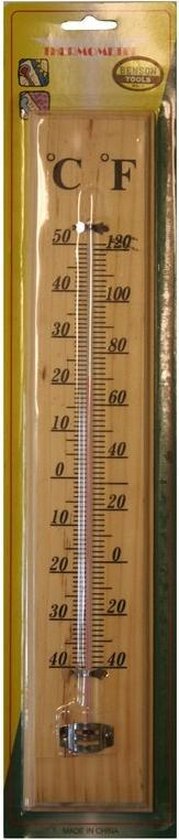 Buiten thermometer hout 40 x 7 cm | bol.com