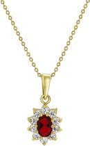 Nouveau Vintage - Goldplated ketting&hanger ruby met zirkonia