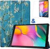 Hoes Geschikt voor Samsung Galaxy Tab A 10.1 2019 Hoes Book Case Hoesje Trifold Cover Met Screenprotector - Hoesje Geschikt voor Samsung Tab A 10.1 2019 Hoesje Bookcase - Bloesem