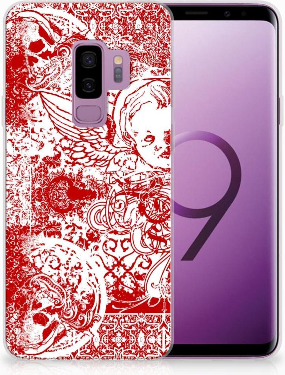Back Cover voor Silicone Back Case Samsung Galaxy S9 Plus Angel Skull Rood