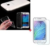 Ultra Dunne TPU silicone case hoesje Met Gratis Tempered glass Screen Protector Samsung Galaxy J1