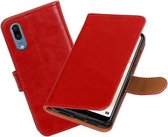Rood Pull-Up Wallet Case Hoesje voor Huawei P20