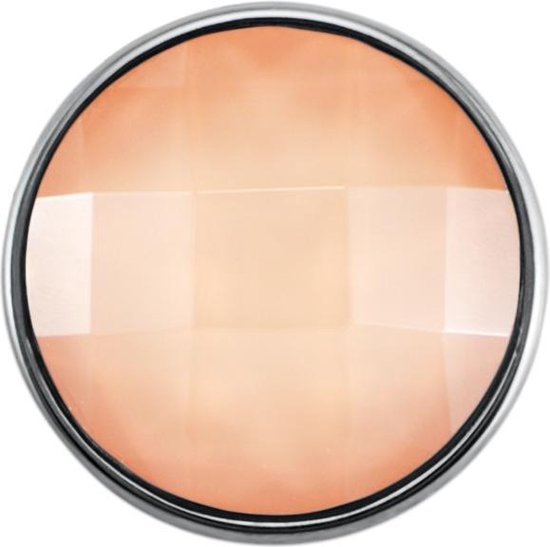 Quiges - Dames Click Button Drukknoop 18mm Facet Geslepen Glas Oranje Peach - EBCM039