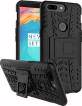 Rugged Kickstand Back Cover - Geschikt voor OnePlus 5T Hoesje - Zwart