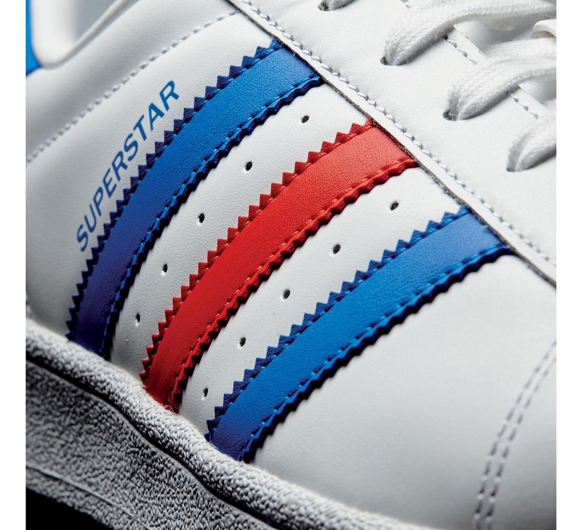 adidas Superstar Sneakers Heren Sneakers - Maat 42 2/3 - Mannen - wit/blauw/ rood | bol.com