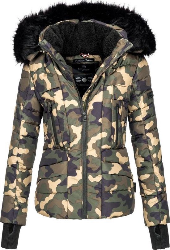 bol.com | camouflage dames winterjas kort model gevoerd met capuchon M