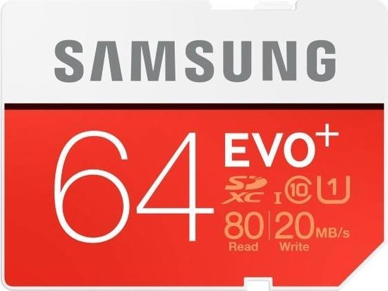 Samsung SD kaart 64GB Evo+ Class 10 - Geschikt voor Camera's