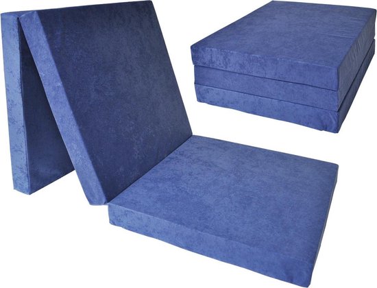 Logeermatras - navy blauw - camping matras - reismatras - opvouwbaar matras - 195 x 80 x 10