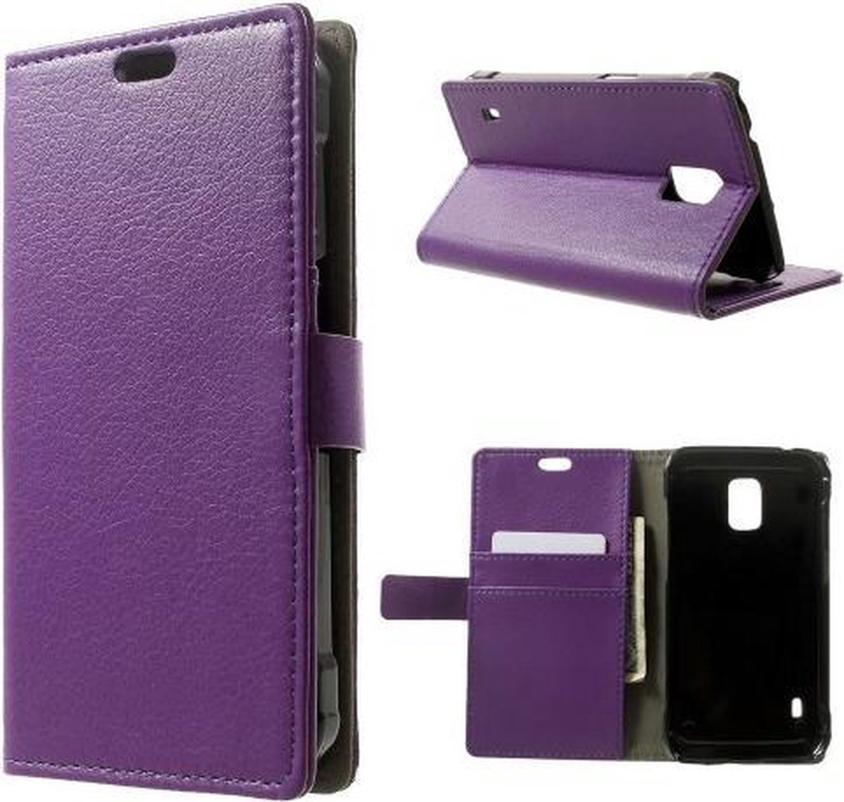 Litchi wallet cover hoesje Samsung Galaxy S5 Active G870 paars