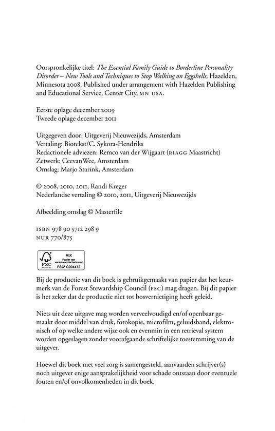 Informatiepagina van "De borderline-gids" met ISBN.