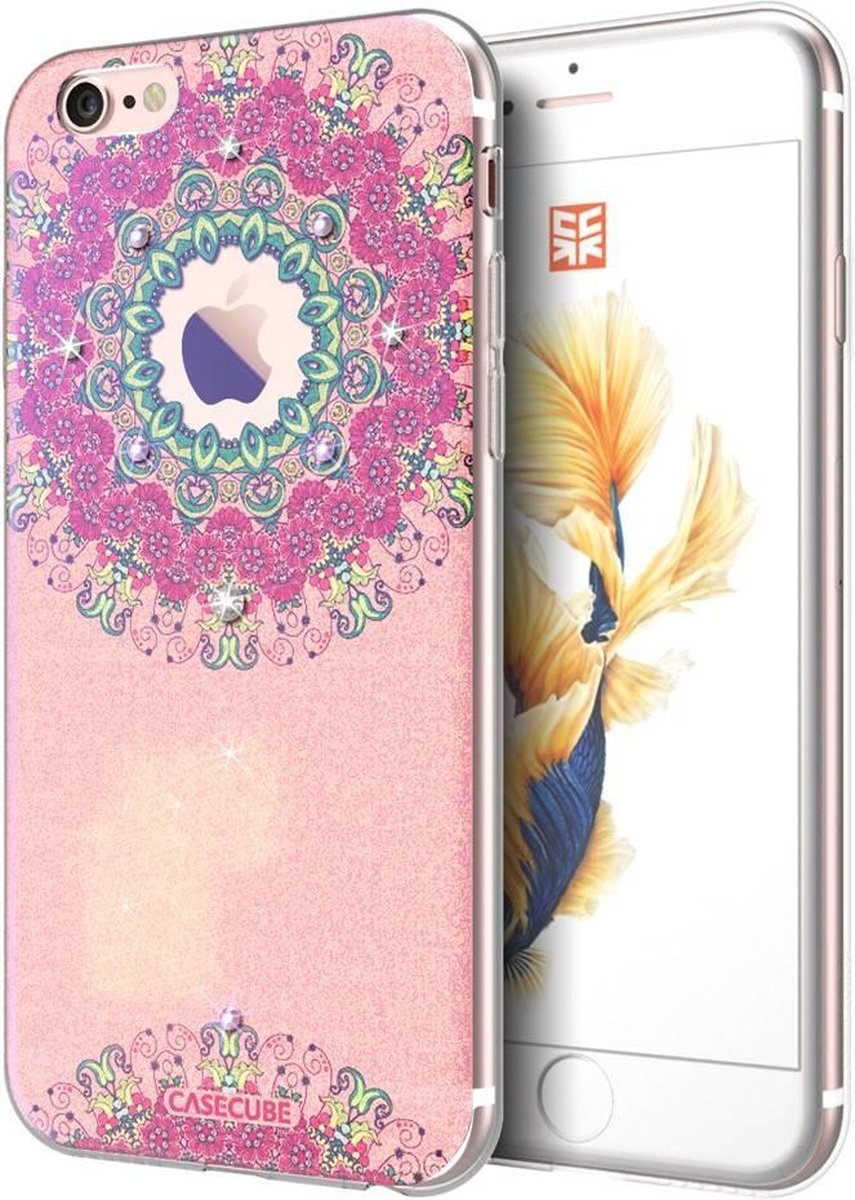 Casecube Bling TPU Softcase iPhone 6(s) - Glitterende Bloemen
