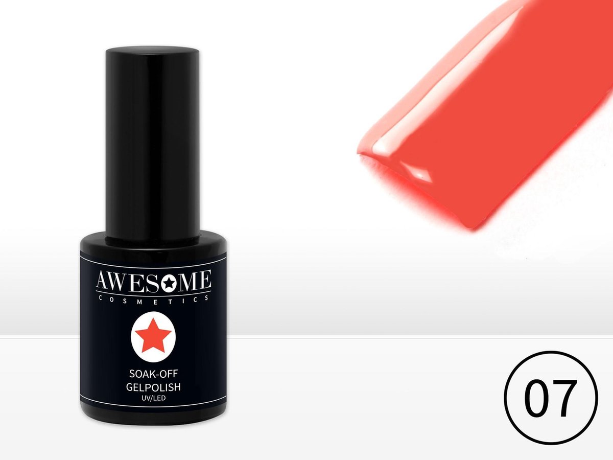 Goedkoopste Awesome 07 Neon Koraal Gelpolish - Gellak - Gel nagellak - UV & LED