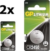 2 Stuks GP CR2450, DL2450, ECR2450 3V Lithium knoopcel batterij