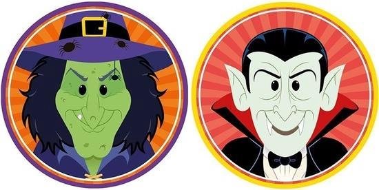 Halloween 20x Halloween onderzetters heks en vampier/Dracula