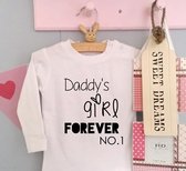 Meisjes Shirtje Daddy's girl forever no.1 | Lange of korte mouw | wit | maat 56-110 shirt papa eerste vaderdag
