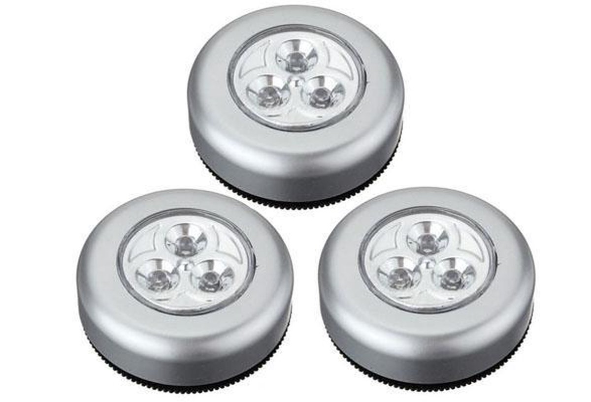 鍔 Overleg Vermelden Luxe Zilveren Zelfklevende LED Druklampen Set - 3 Stuks | Werkt Zonder  Stopcontact |... | bol.com