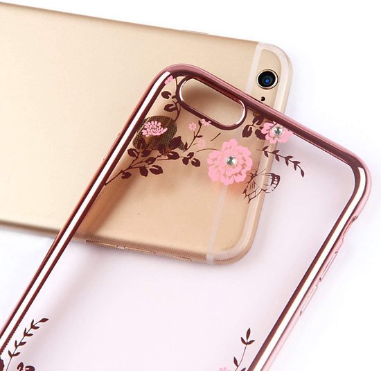 Transparant Bloemen Hoesje voor Apple iPhone 6s Plus / 6 Plus Rose Goud -  Siliconen... | bol.com