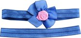 Jessidress Hoofdband Baby Haarbandje met katoenen bloem - Donker Blauw