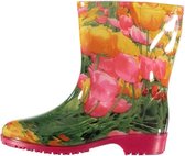 Halfhoge dames regenlaarzen tulpen print 40