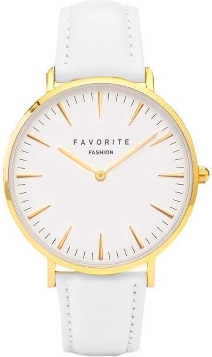 Vitória White / Gold 2.0 Horloge | Rosekleurig & Wit | Lederen band | Luxe Giftset/Cadeauset