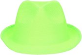 Neon groen trilby hoedje/gleufhoed voor volwassenen - Gleufhoeden - Partyhoeden - Verkleed hoedjes