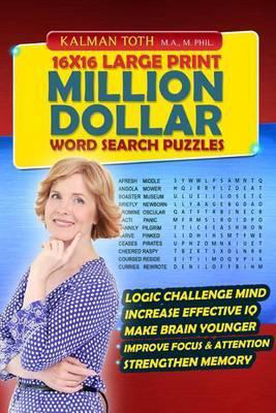 16x16 Large Print Million Dollar Word Search Puzzles, Kalman Toth M a M