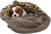 Nobby snuggle puppy fleece pocket bed - luipaard print - bruin - 80 x 50 cm
