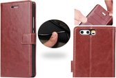 Huawei P10 - Leren Portemonnee Hoesje Bruin - Lederen Wallet Case TPU - Book Case - Flip Cover - Klap - 360 beschermend Telefoonhoesje