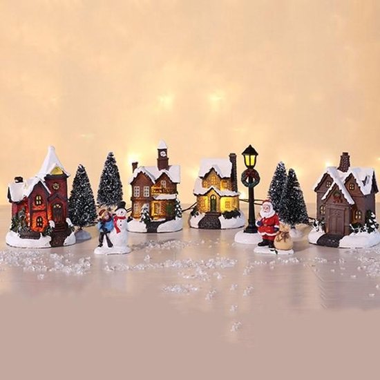 Doelwit Realistisch Banyan Kerstdorp met led-verlichting - 4 huisjes en decoratie | bol.com