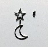 Fashionidea - Mooie asymmetrische zilverkleurige oorbellen met maan en ster