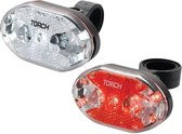 Torch fietslampen set rod / wit 5x LED's per lamp