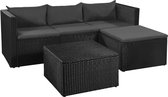 Loungeset poly rattan zwart en donkergrijs 10-delig - Inclusief fleecedeken