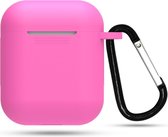 Siliconen case | geschikt voor airpods | karabijnhaak | roze