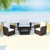 Loungeset poly rattan bruin 10-delig  (incl. Fleecedeken)