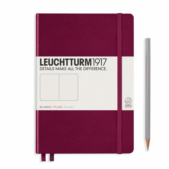 Leuchtturm1917 A5 Medium Notitieboek Hardcover Blanco Port Red