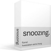Snoozing - Flanelle - Drap housse - Double - Très haut - 140x200 cm - Blanc