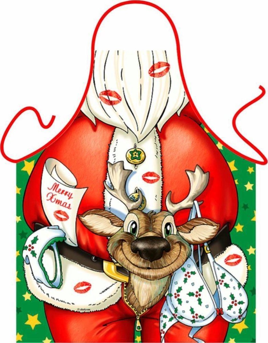 Benza Schort Keukenschort - Kerstman met rendier