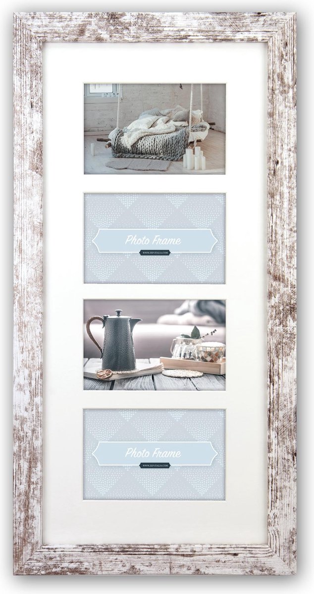 Zep Houten multi fotolijst wit/bruin Nelson 6 4Q voor 4 foto's 10x15 - V24106