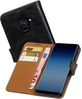 Zakelijke Book Case Telefoonhoesje Geschikt voor de Samsung Galaxy A8 2018 A530 - Portemonnee Hoesje - Pasjeshouder Wallet Case - Zwart