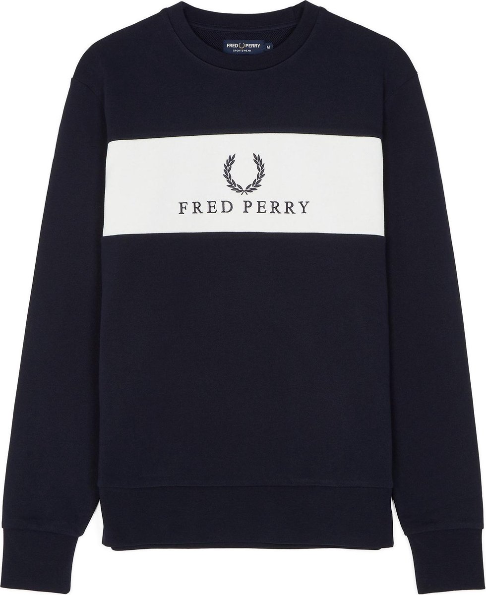 Fred Perry Panel Embroid Sweater Heren Sporttrui casual - Maat M - Mannen -  blauw/wit | bol.com