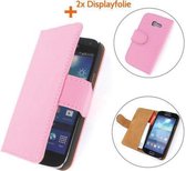 TCC Luxe Hoesje Samsung Galaxy Ace PlusBook Case Flip Cover S7500 - Roze