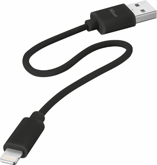 Trust Lightning kabel voor iPhone, iPad and iPod 20cm - Zwart | bol