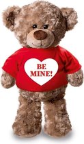 Knuffelbeer Be Mine met rood shirtje en hartje 24 cm - Valentijn/ romantisch cadeau